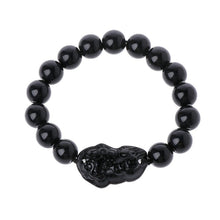โหลดรูปภาพลงในเครื่องมือใช้ดูของ Gallery 1Pc Feng Shui Pi Xiu Obsidian Bracelet 12Mm Thai Buddhist Collectible Amulet