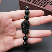 โหลดรูปภาพลงในเครื่องมือใช้ดูของ Gallery 1Pc Feng Shui Pi Xiu Obsidian Bracelet 12Mm Thai Buddhist Collectible Amulet