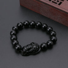 โหลดรูปภาพลงในเครื่องมือใช้ดูของ Gallery 1Pc Feng Shui Pi Xiu Obsidian Bracelet 12Mm Thai Buddhist Collectible Amulet