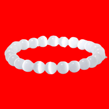 โหลดรูปภาพลงในเครื่องมือใช้ดูของ Gallery White Cat Eye Stone Beaded Bracelet For Women 10 Mm - Elegant Jewelry Piece Wh