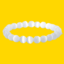 โหลดรูปภาพลงในเครื่องมือใช้ดูของ Gallery White Cat Eye Stone Beaded Bracelet For Women 10 Mm - Elegant Jewelry Piece Wh