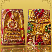 โหลดรูปภาพลงในเครื่องมือใช้ดูของ Gallery Thai Amulet Somdej Style with Gemstone Front and Relic Back, Cultural Keepsake