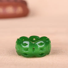 โหลดรูปภาพลงในเครื่องมือใช้ดูของ Gallery 100% Natural Green Jade Carved Ring For Men, Certified Jadeite Gift For Mom