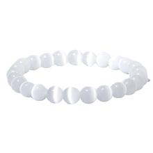 โหลดรูปภาพลงในเครื่องมือใช้ดูของ Gallery White Cat Eye Stone Beaded Bracelet For Women 10 Mm - Elegant Jewelry Piece Wh
