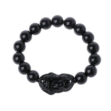 โหลดรูปภาพลงในเครื่องมือใช้ดูของ Gallery 1Pc Feng Shui Pi Xiu Obsidian Bracelet 12Mm Thai Buddhist Collectible Amulet
