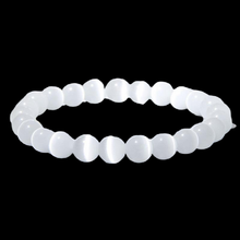 โหลดรูปภาพลงในเครื่องมือใช้ดูของ Gallery White Cat Eye Stone Beaded Bracelet For Women 10 Mm - Elegant Jewelry Piece Wh
