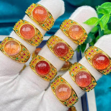 โหลดรูปภาพลงในเครื่องมือใช้ดูของ Gallery Adjustable Brass Ring With Pong Kham Stone - Thai Buddhist Collectible Amulet
