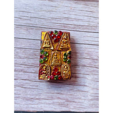 โหลดรูปภาพลงในเครื่องมือใช้ดูของ Gallery Thai Amulet Somdej Style With Gemstone Front And Relic Back, Cultural Keepsake
