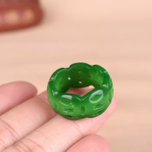 โหลดรูปภาพลงในเครื่องมือใช้ดูของ Gallery 100% Natural Green Jade Carved Ring For Men, Certified Jadeite Gift For Mom
